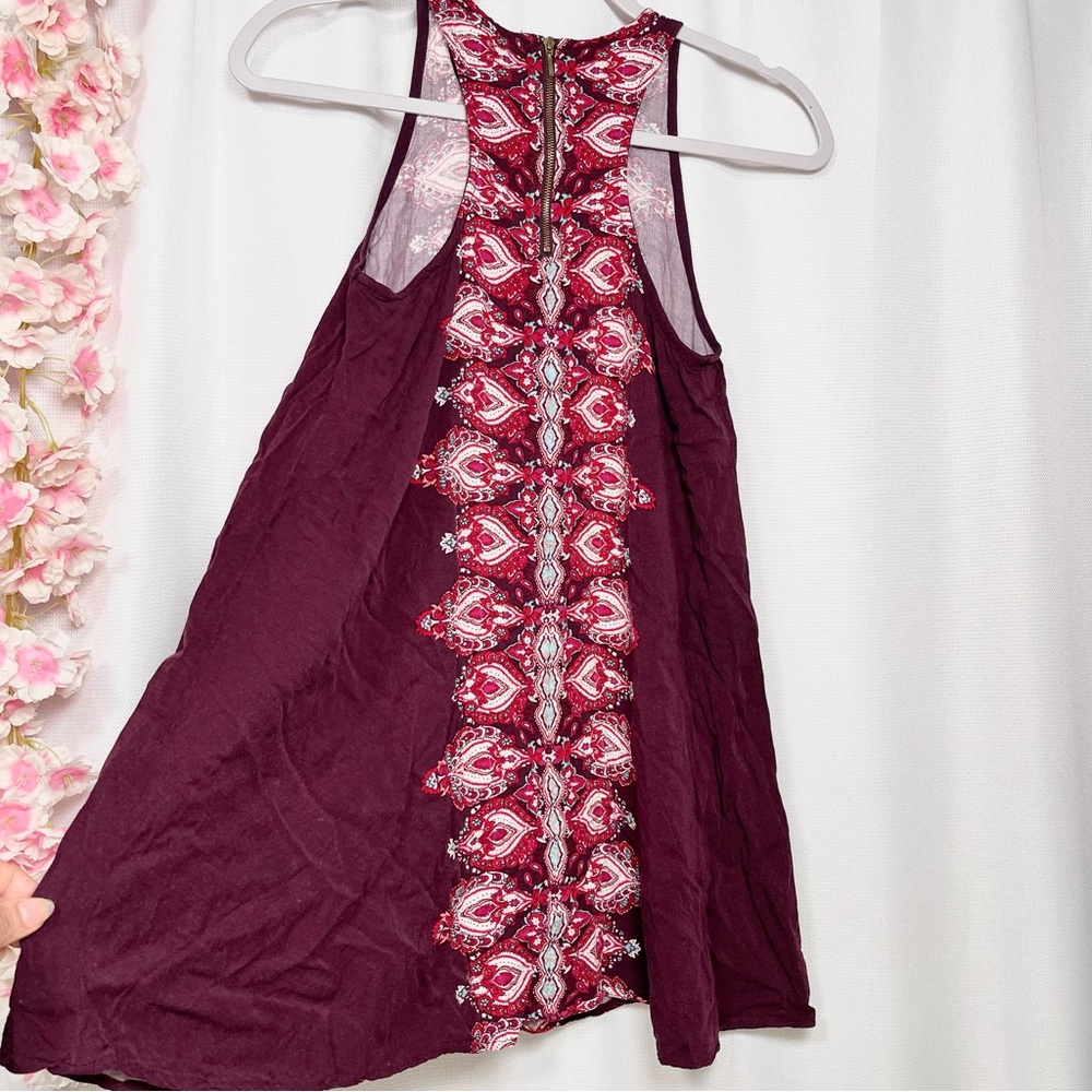 🌸 4/$20 Bohemian Tent Dress small burgundy paisley